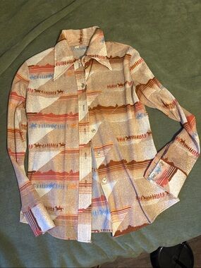 Vintage western Button-Down Shirt in Multicolor Southwestern Print